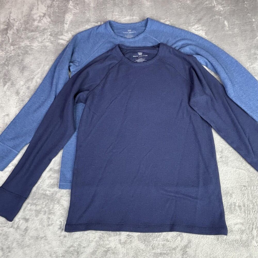 Mack Weldon Mens Small Blue Thermal Tagless Raglan Long Sleeve Crew Shirt - Picture 10 of 14